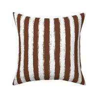 Vertical White Distressed Stripes on Cinnamon Brown