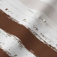 Vertical White Distressed Stripes on Cinnamon Brown