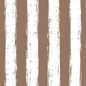 Vertical White Distressed Stripes on Mocha Brown