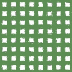 Distressed Floating White Squares on Kelly Green