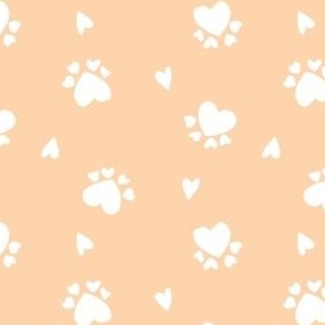 4" paw prints and hearts peach for valentines day kids and baby bows and dresses