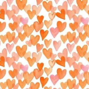 4" lovecore Watercolour pink and orange hearts white - Smitten Kitten for valentines day kids and baby bows and dresses