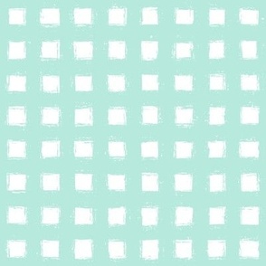 Distressed Floating White Squares on Soft Mint