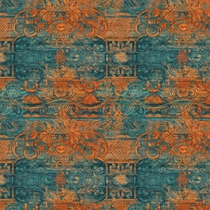 Teal and Orange Denium Grunge