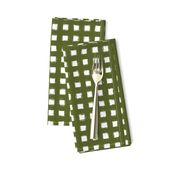 Distressed Floating White Squares on Dark Moss Green