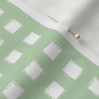 Distressed Floating White Squares on Light Sage