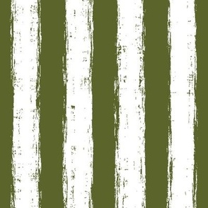 Vertical White Distressed Stripes on Dark Olive Green