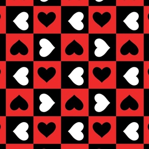 Checkerboard Hearts Black,White, and Red
