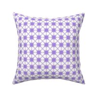 Spanish Tile - Star Flowers- shades of Lavender and Purple on a White Background.