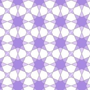 Spanish Tile - Star Flowers- shades of Lavender and Purple on a White Background.