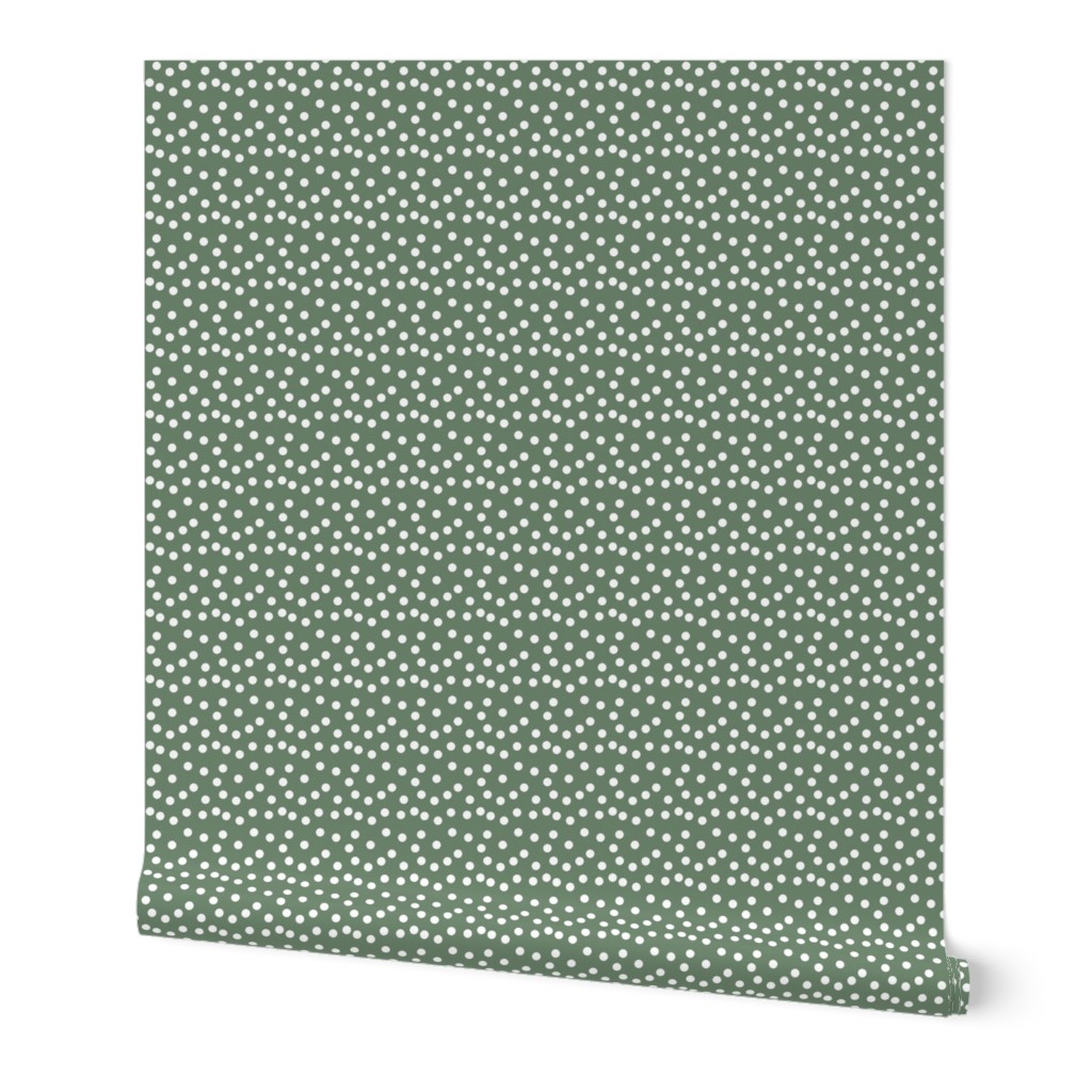 Christmas Dots fabric - Dark Sage fabric, sage green fabric, sage green