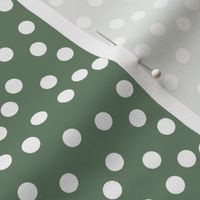 Christmas Dots fabric - Dark Sage fabric, sage green fabric, sage green