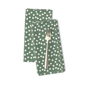 Christmas Dots fabric - Dark Sage fabric, sage green fabric, sage green