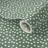 Christmas Dots fabric - Dark Sage fabric, sage green fabric, sage green