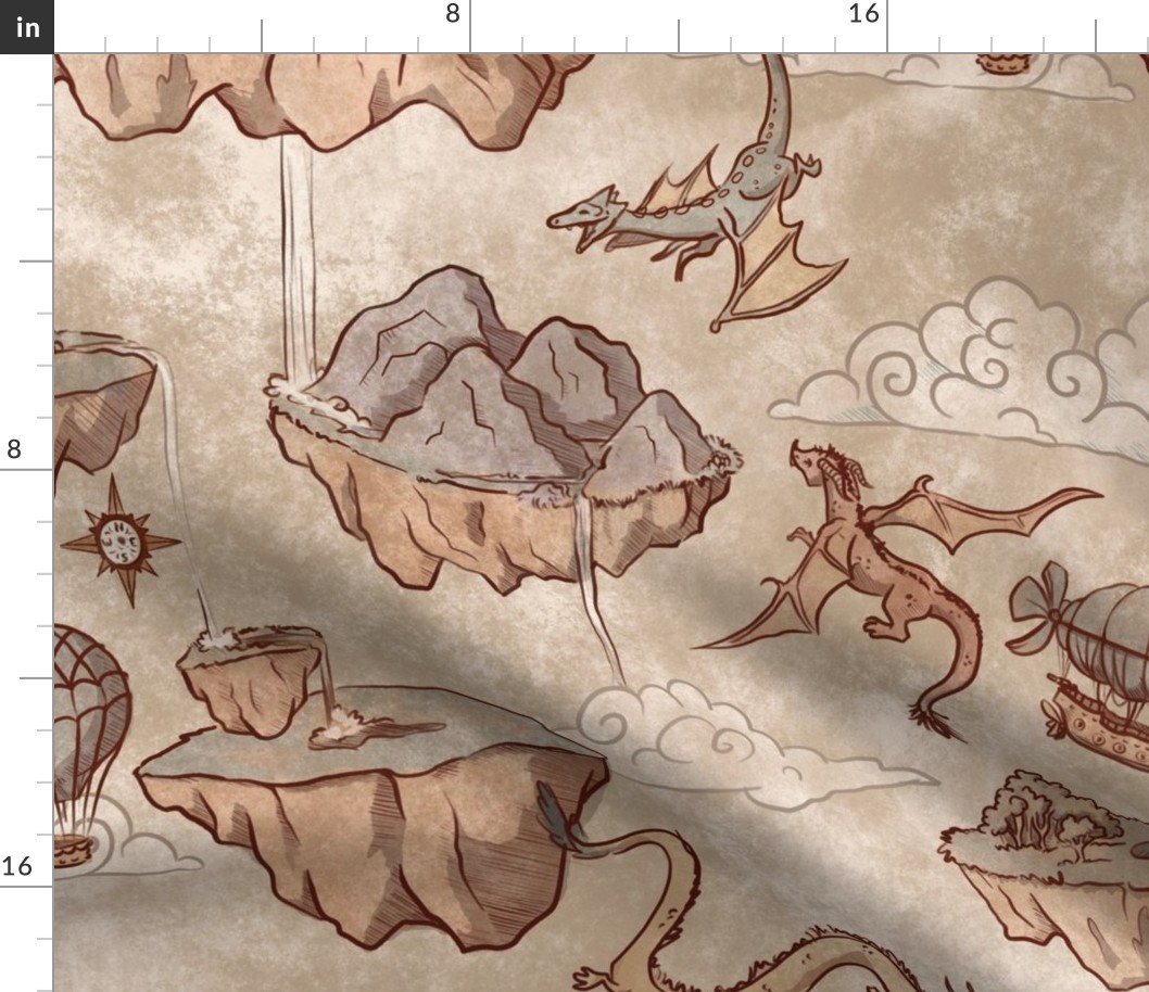 Sky Island Dragon Fantasy Map Large Scale