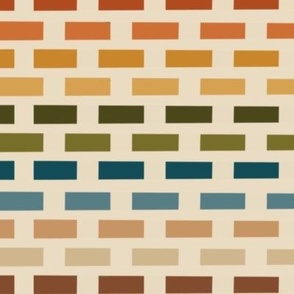 Assorted Bricks // Green, Red, Orange, Teal, Yellow on Beige Background 