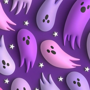 3D Pastel Halloween Ghost Purple - XL scale