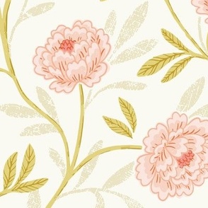Romantic Vintage Trailing Floral - Large - Blush Pink and Yellow | Wedding Decor