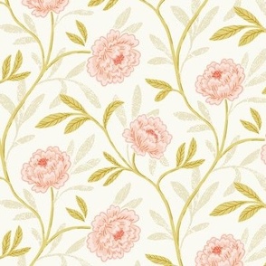 Romantic Vintage Trailing Floral - Small - Blush Pink and Yellow | Wedding Decor