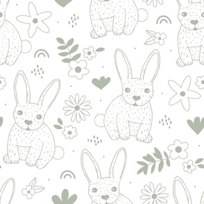 Vintage Bunny Rabbit Pattern Leggings by JustWriteArts