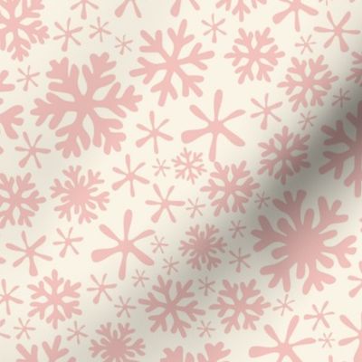 Boho snowflakes pastel pink cream vintage christmas winter holiday