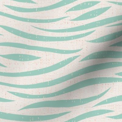 Maximalist Textured Zebra Waves - Aqua Green