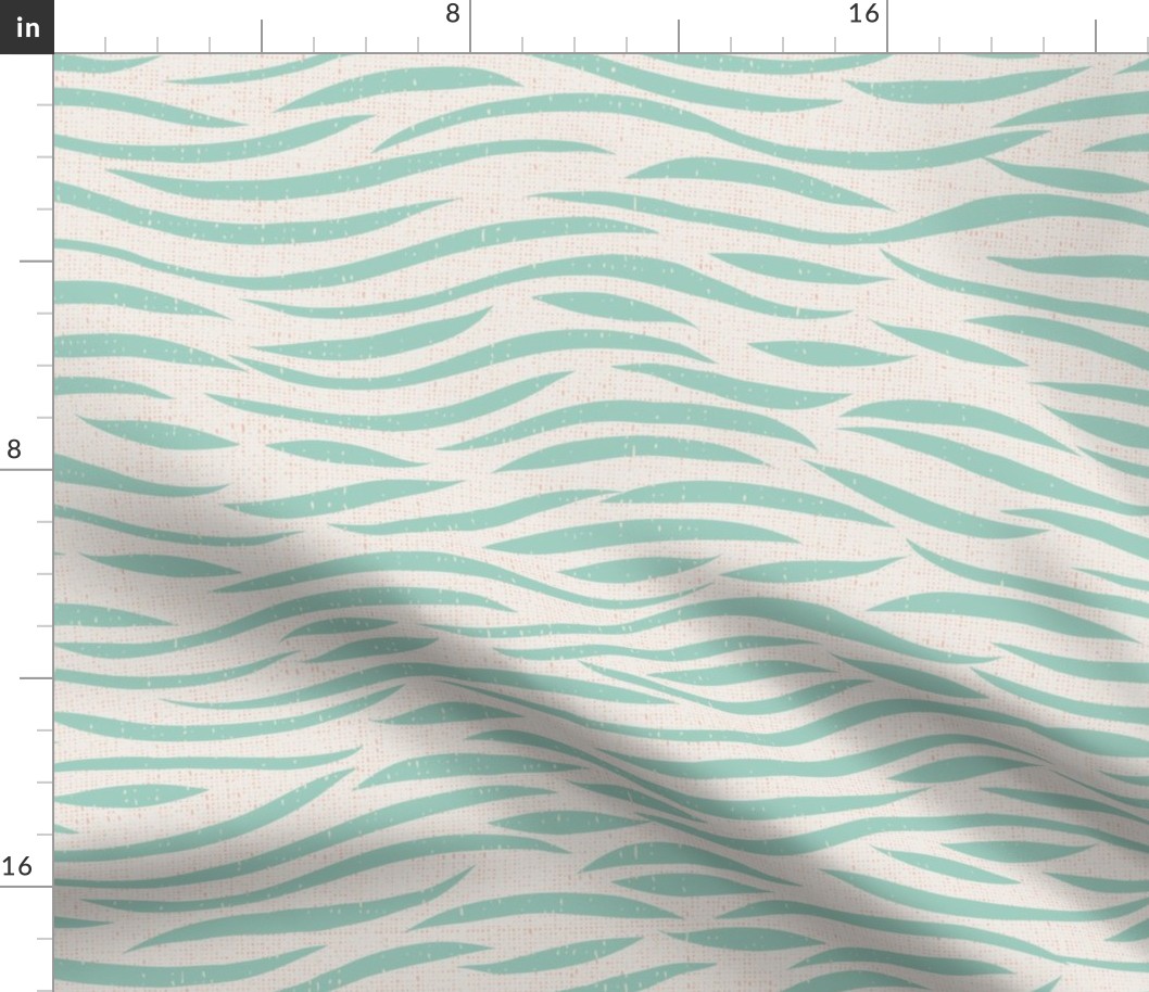 Maximalist Textured Zebra Waves - Aqua Green