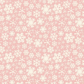 Boho snowflakes pastel pink and cream vintage christmas winter holiday