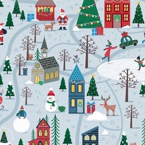 Snowy Christmas Village Map