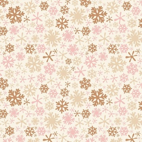 Boho snowflakes pastel pink cream brown beige blush vintage christmas winter holiday