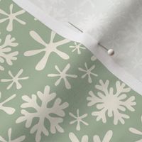 Boho snowflakes sage green mint cream rustic cabin vintage christmas winter holidays