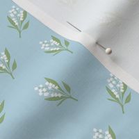 Minimalist boho garden - Lily of the valley flower blossom summer design winter palette olive green white on aqua
