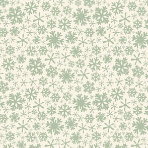Boho snowflakes sage green mint cream rustic cabin vintage christmas winter holidays