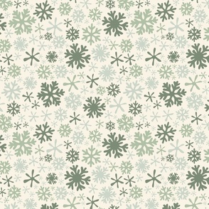 Boho snowflakes sage green pastel mint green rustic cabin vintage christmas winter holidays