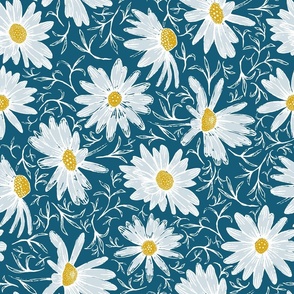 tossed light blue asters on blue | large