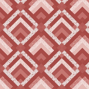 Patchwork Pattern / Cheater Quilt in shades of rost red and white  - medium scale