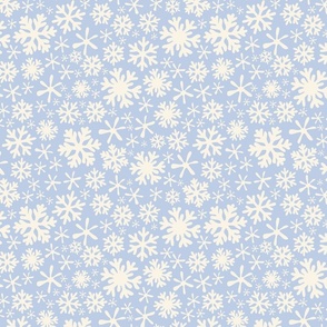 Boho snowflakes pastel blue baby blue  on cream rustic cabin vintage christmas winter holidays