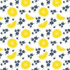 Lemon Slices and Navy Flowers