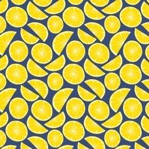 Sliced Lemons on Navy