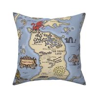 Textured Vintage Fantasy Island Map with Dragons Whimsical Cartography Medium 