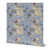 Textured Vintage Fantasy Island Map with Dragons Whimsical Cartography Medium 