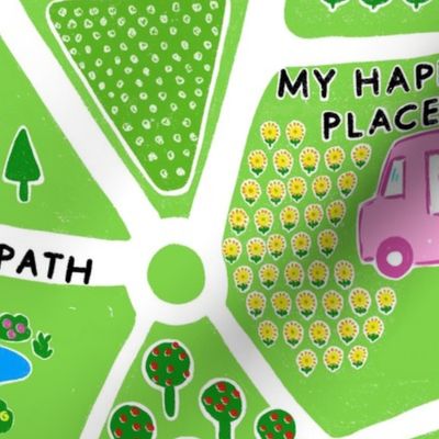 The places you'll go - imaginary novelty map - fictional maps - colorful green kids childrens nursery
