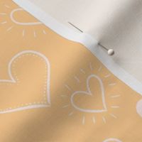 Hand Drawn Doodle Hearts in Pastel Orange - Large Scale