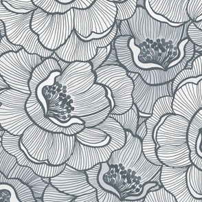 Rose of Victoria, monochromatic gray (large) - vintage flowers