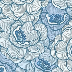 Rose of Victoria, monochromatic blue (large) - vintage flowers