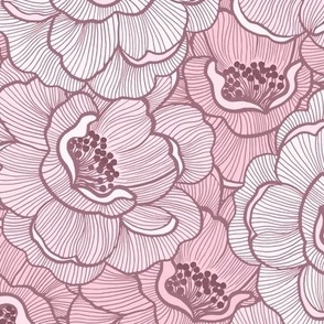 Rose of Victoria, monochromatic pink (large) - vintage flowers