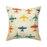 Vintage Airplanes and Cartography - Medium Scale