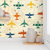 Vintage Airplanes and Cartography - Medium Scale