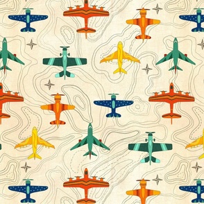 Vintage Airplanes and Cartography - Medium Scale