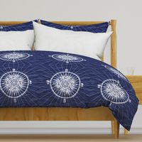 Compass Throw Pillow- Navy Blue- Classic Cartography